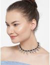 YouBella Oxidised Silver-Toned  Black Metal Necklace